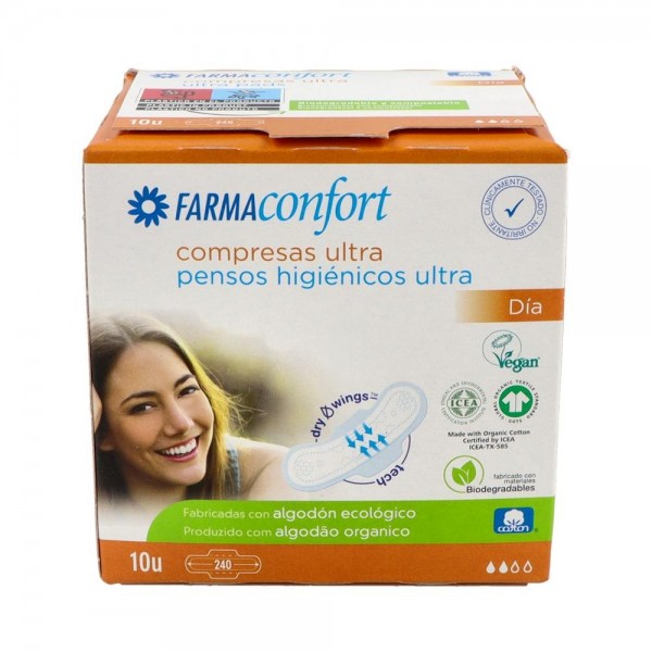 Compresa Hig Farmaconfort Dia Pleg Alas Alg 10 U