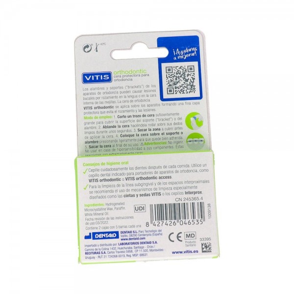 Cera Dent Vitis Ortodonc Caja 1+1U