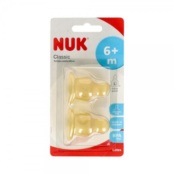 Tetina Nuk Classic B/Ancha Latex Anat Flujo L Alim T/2 +6 M 2 Un