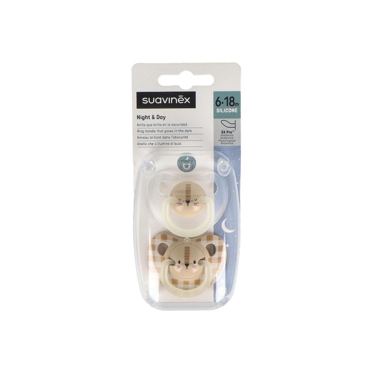Chupete Suavinex Noche Anat Silic 6-18 M 2 Un