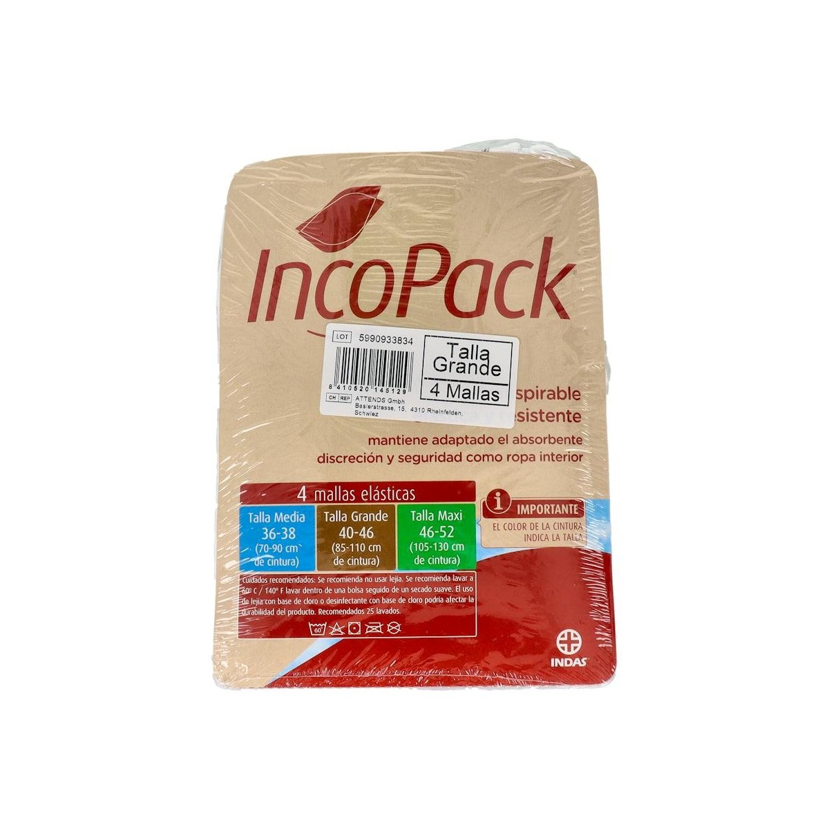 Incopack Braga Elástica Lavable Talla Grande...