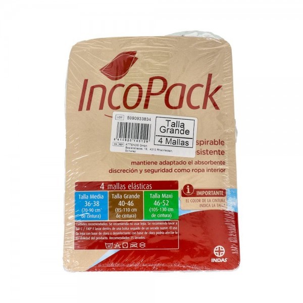Incopack Braga Elástica Lavable Talla Grande Bolsa 4 Uds