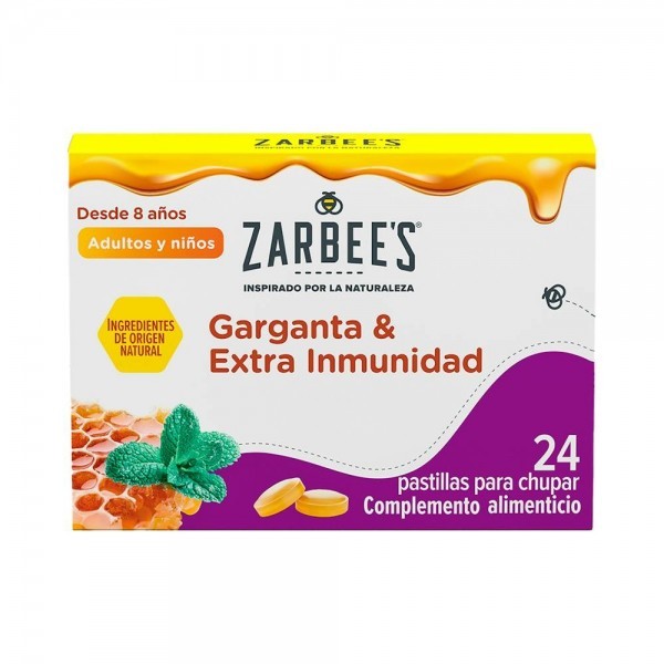 Zarbees Garganta Y Extra Inmunidad 24 Past Para Chupar 6 Un
