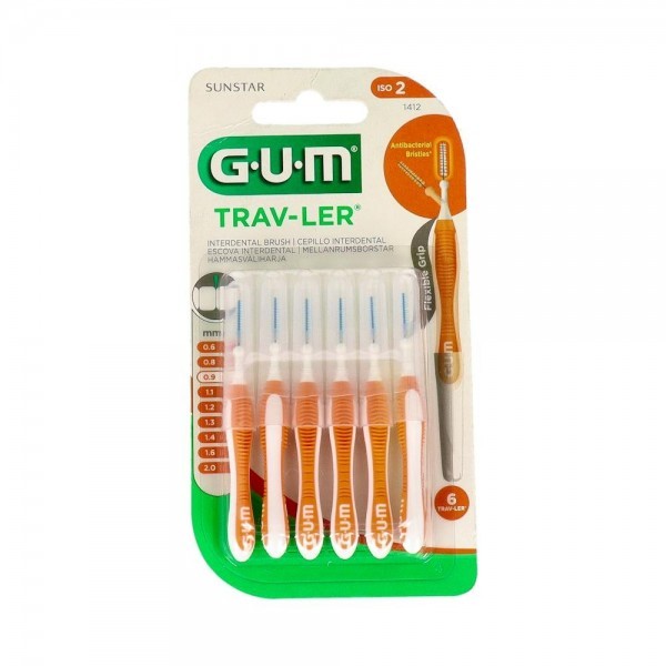 Cepillo Interdental Gum Trav-Ler 1412 0,9Mm Naranja 6 U