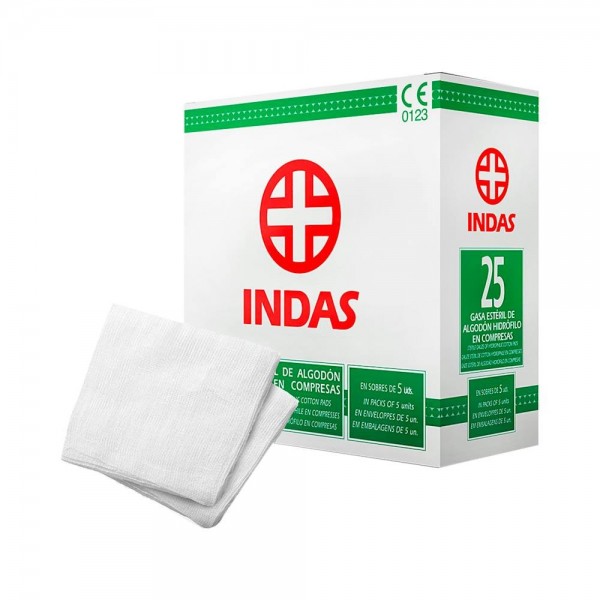 Indas Caja 25 Apósitos Gasa Estéril 400 Cm2 5 U
