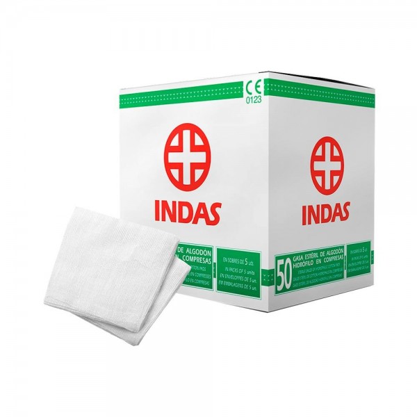 Indas Caja 50 Apósitos Gasa Estéril 400 Cm2 S/E 5 U